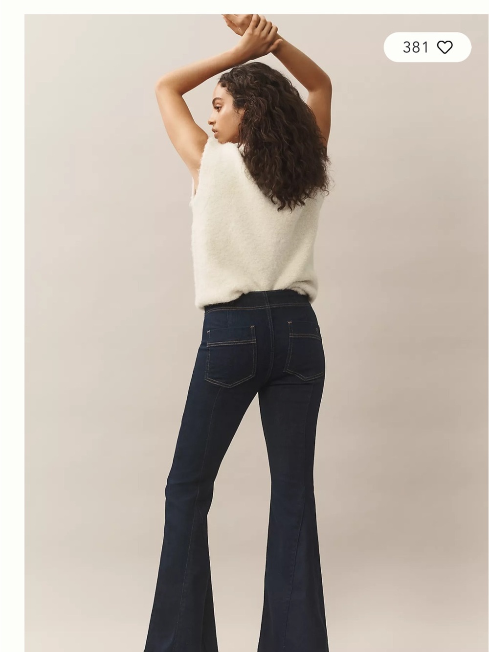 Anthropologie Pilcro Indigo Puddle Mid-Rise Flare Jeans with Contrast Stitching - Picture 7 of 14